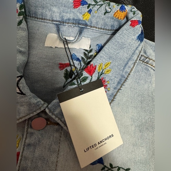 LIFTED ANCHORS Rialto Embroidered Denim Jacket In Blue,multi floral/stars Sz 3x - Picture 6 of 8